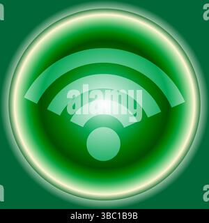 Abstract WiFi Symbol Icon on Green Gradient Circle Stock Vector