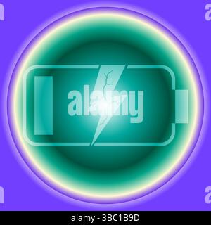 Abstract Charging Battery Icon on Teal and Purple Gradient Circle Stock Vector