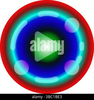 Neon Play Button Wallpaper | Glowing Media Player Background Stock Vector
