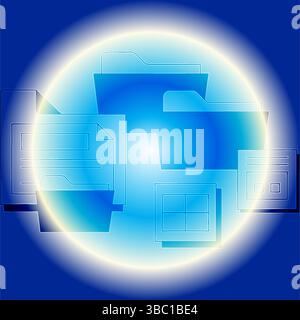 Abstract Blue Digital Glitch Wallpaper | Modern Tech Background Stock Vector