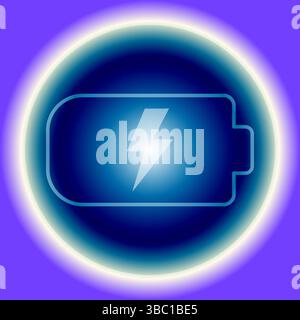Blue Glowing Battery Icon – Electric Power and Energy UI Concept Wallpaper Stock Vector