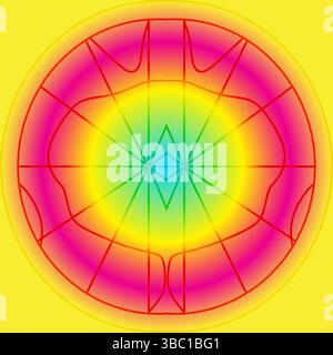 Abstract Colorful Radial Pattern with Geometric Shapes Stock Vector