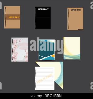Book cover designs set in different design and colors. Stock Vector