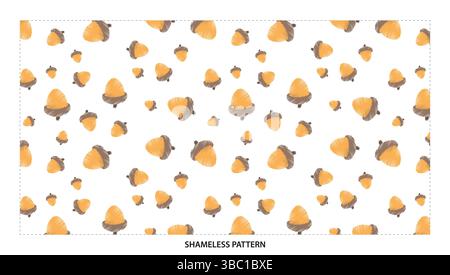 Cute Brown Acorn Nut Seamless Pattern for Autumn and Nature Designs Stock Vector