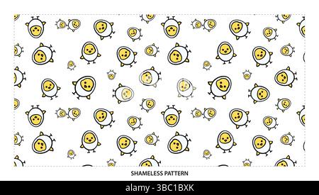 Cute Cartoon Boiled Egg with Face Seamless Pattern for Food Designs Stock Vector