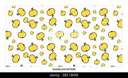 Cheerful Yellow Apple Fruit Seamless Pattern for Cute and Healthy Designs Stock Vector