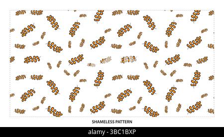 Simple Brown Leaf Branch Seamless Pattern for Autumn and Natural Designs Stock Vector