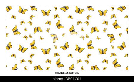 Cheerful Yellow Butterfly Seamless Pattern for Spring and Nature Designs Stock Vector
