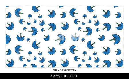 Cheerful Blue Abstract Fan Shape Seamless Pattern for Modern Designs Stock Vector
