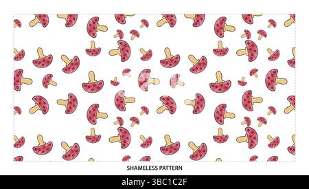 Cute Red Mushroom with Dots Seamless Pattern for Forest and Nature Designs Stock Vector