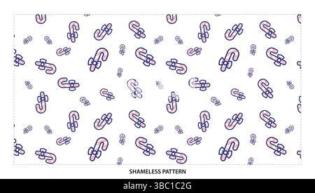 Cute Pink and Blue Candy Cane with Bow Seamless Pattern for Holiday Designs Stock Vector
