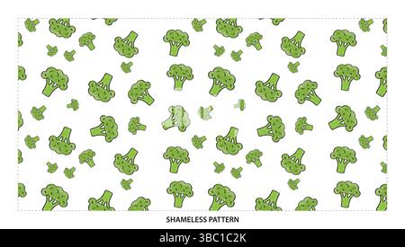 Fresh Green Broccoli Floret Seamless Pattern for Healthy Food Designs Stock Vector