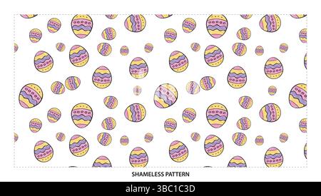 Cute Pastel Easter Egg Seamless Pattern for Holiday and Spring Designs Stock Vector
