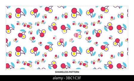 Cheerful Red and Yellow Cherry Fruit Seamless Pattern for Summer Designs Stock Vector