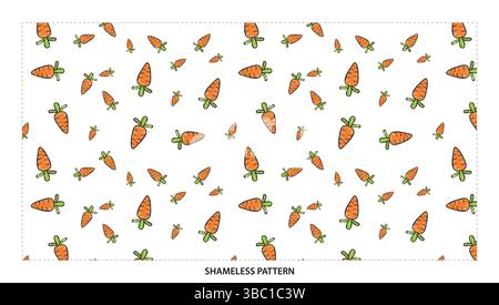 Fresh Orange Carrot Vegetable Seamless Pattern for Healthy Food Designs Stock Vector
