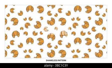 Delicious Golden Croissant Pastry Seamless Pattern for Bakery and Food Designs Stock Vector