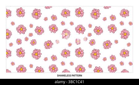 Pretty Pink and Yellow Daisy Flower Seamless Pattern for Cheerful Designs Stock Vector