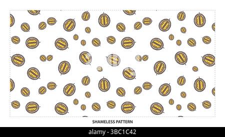 Cartoon Durian Fruit Seamless Pattern for Tropical Food and Exotic Designs Stock Vector