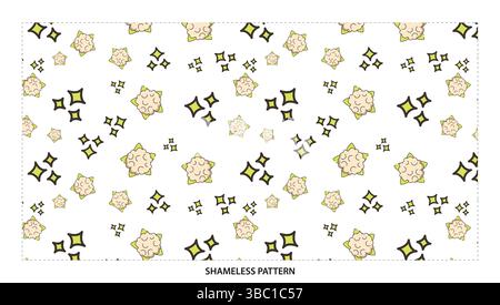 Cute Sleeping Star and Sparkle Seamless Pattern for Dreamy Designs Stock Vector