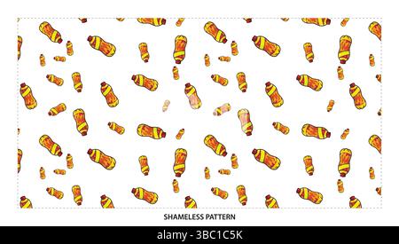 Cartoon Orange Soda Bottle Seamless Pattern for Beverage and Party Designs Stock Vector