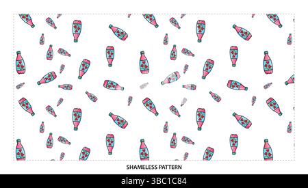 Cute Pink Soda Pop Bottle Seamless Pattern for Beverage and Party Designs Stock Vector