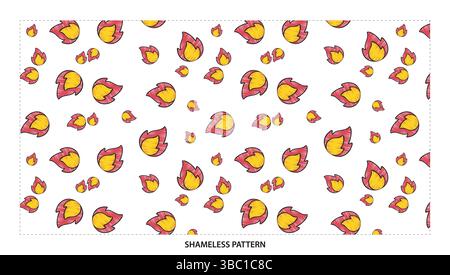 Cartoon Fire Flame Seamless Pattern for Hot and Energetic Designs Stock Vector