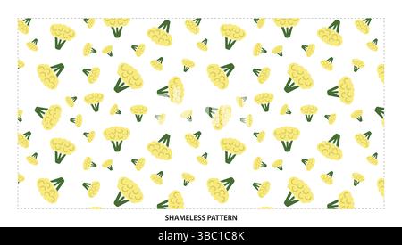 Cute Cartoon Broccoli Floret Seamless Pattern for Healthy Food Designs Stock Vector