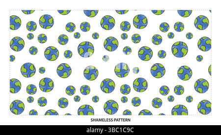 Cartoon Earth Globe Seamless Pattern for Geography and Environmental Themes Stock Vector