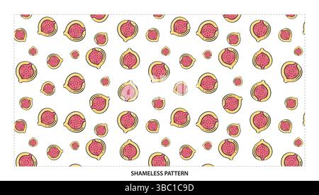 Ripe Fig Fruit Seamless Pattern in Flat Style for Food and Healthy Designs Stock Vector