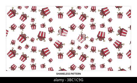Fun Cartoon Bucket of Fried Chicken Seamless Pattern for Food Themes Stock Vector