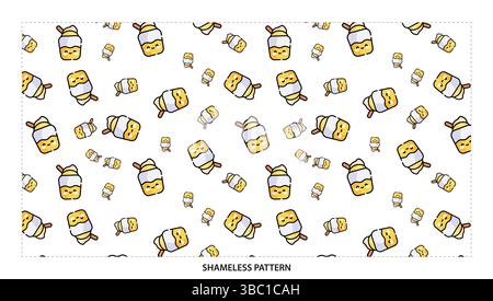 Cute Kawaii Ice Cream and Popsicle Seamless Pattern for Summer Treats Stock Vector