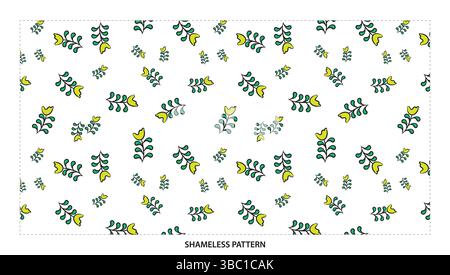 Cheerful Green and Yellow Leaf Sprout Seamless Pattern for Nature Designs Stock Vector