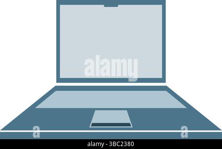 Open laptop with a blank screen, viewed from the front. Simple, modern design Stock Vector
