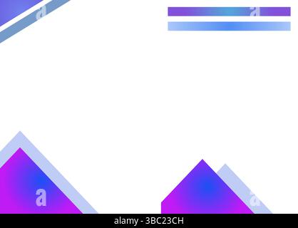 Two abstract vertical letterhead designs with triangles and gradient purple and blue stripes on white. Modern letterhead design template Stock Vector
