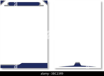 Two abstract letterhead designs, with simple page templates with blue and grey abstract geometric accents on a clean white background. Modern and attr Stock Vector