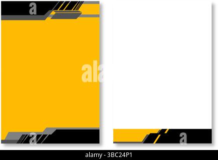 Two abstract letterhead designs, with modern page templates with yellow, black and grey abstract geometric designs. One with yellow background. Modern Stock Vector