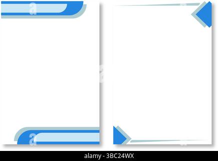 Two abstract letterhead designs with simple page templates with blue geometric corner accents on a clean white background. Modern and eye-catching des Stock Vector