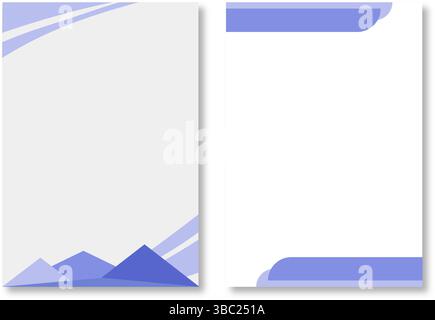 Two abstract letterhead designs, with light blue and dark blue abstract geometric designs on a white background. Modern and attractive design elements Stock Vector