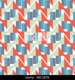 Abstract Seamless Geometric pattern. Colorful geometrical mixed shapes of triangles. Triangular pattern vector. Design for fashion, fabric, textiles. Stock Vector