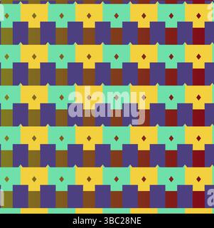 Abstract Seamless Geometric pattern. Optical illusionary background. sky blue square shape geometrical pattern. Design for fashion, fabric, textiles. Stock Vector