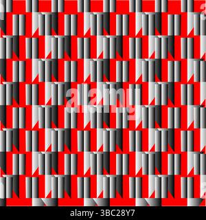 3d Abstract Seamless Geometric pattern. Colorful box stripe wallpaper. Rectangular tile pattern vector. Design for flooring, fashion, Pottery art work Stock Vector