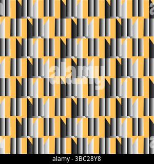 3d Abstract Seamless Geometric pattern. Colorful box stripe wallpaper. Rectangular tile pattern vector. Design for flooring, fashion, Pottery art work Stock Vector