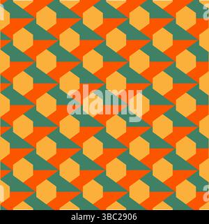 3d Abstract Seamless colorful hexagon pattern Vector. Geometric ethnic oriental hexagonal art pattern. Design for background, wallpaper, flooring. Stock Vector