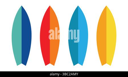 Surfboard flat vector set, Summer theme design vector illustration Stock Vector