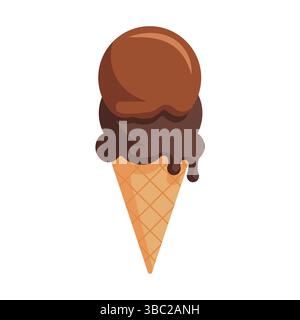 Chocolate ice cream waffle cone vector illustration. Isolated on transparent background Stock Vector