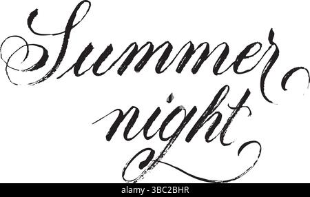 "Summer Night" brush hand lettering Stock Vector