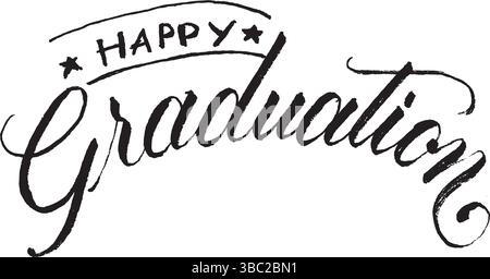 Happy Graduation brush hand lettering Stock Vector