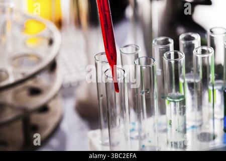 Scientist shows a diffusion in the Petri dish Stock Photo