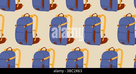 Seamless pattern of blue backpacks Stock Vector