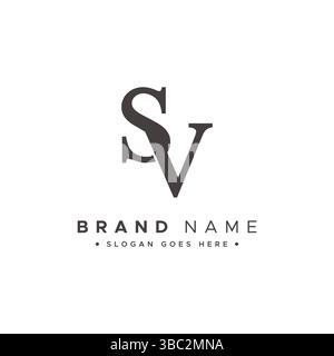 Creative Logo for Initials SV in Monogram Style - Vector Template for Initial Letter S and V Stock Vector